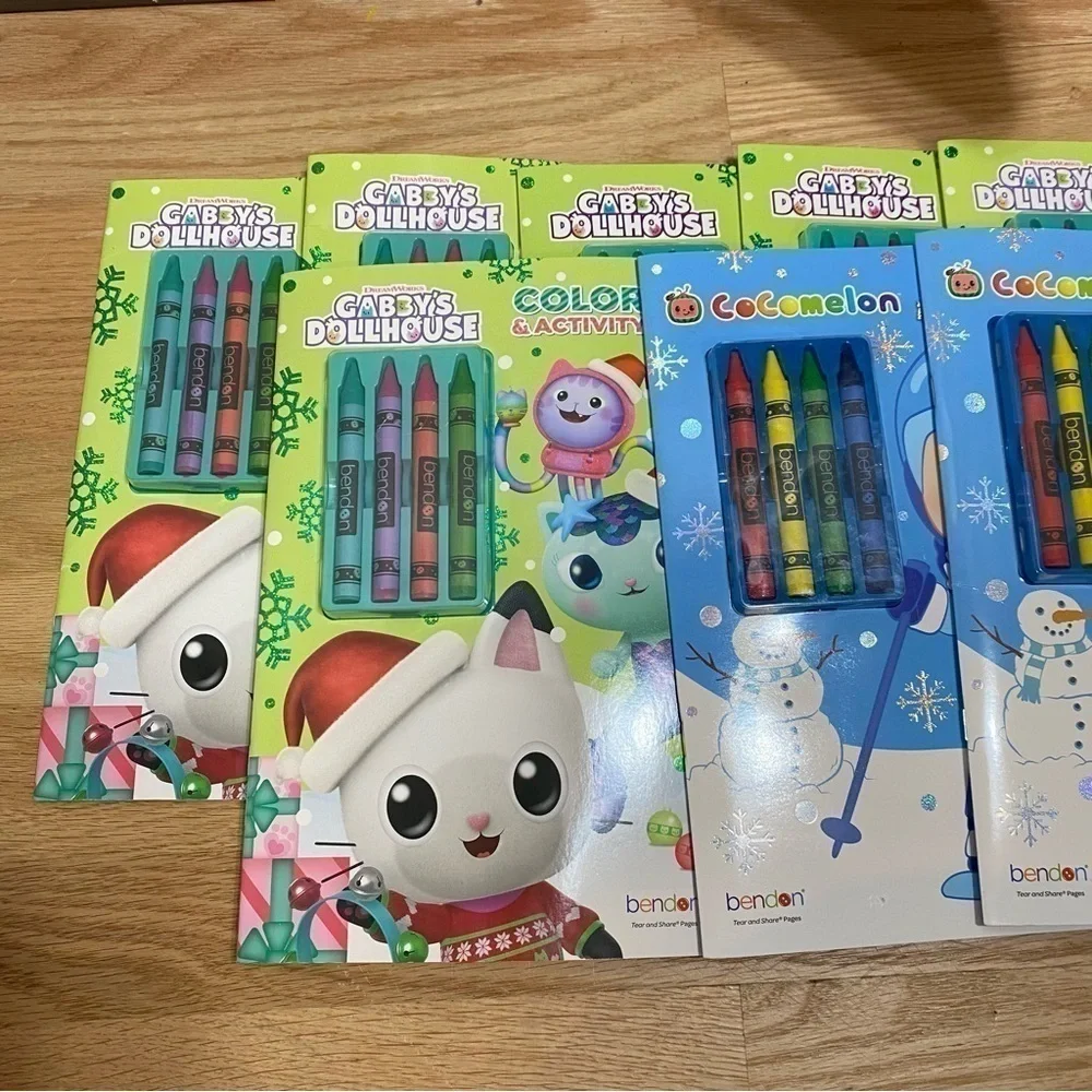 Gabby’s Dollhouse Cocomelon Winter Christmas Coloring Book & Crayond Bundle Lot